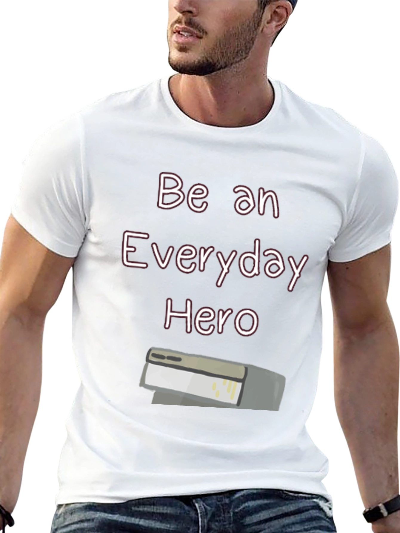 Everyday Hero Stapler T-Shirt | Casual Black Cotton Tee