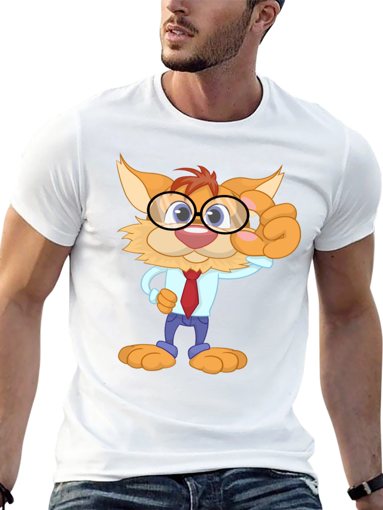Cartoon Cat T-Shirt - Black