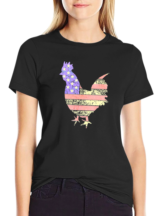 American Rooster T-Shirt Patriotic Farm Animal Tee