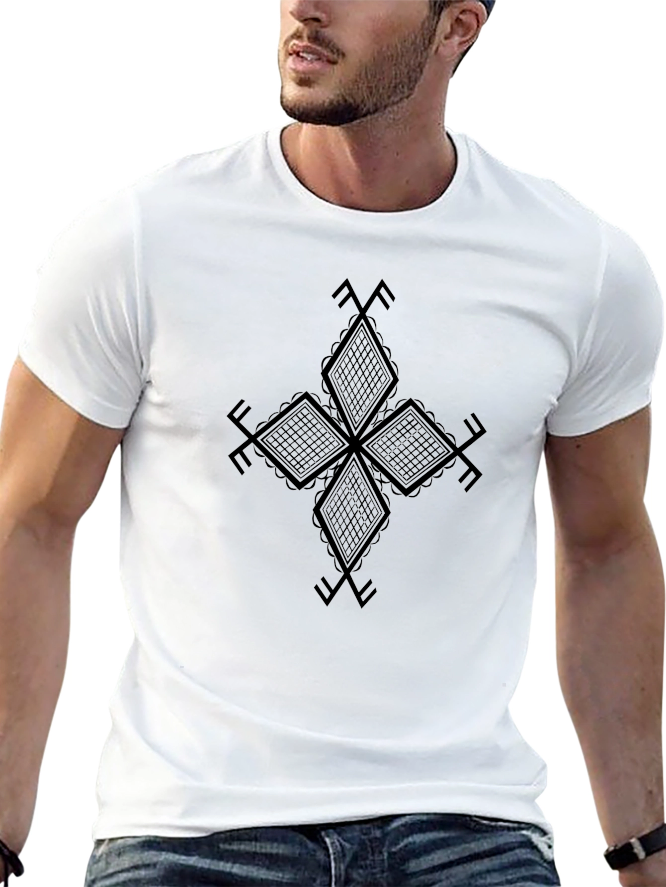 Geometric Cross Graphic T-Shirt