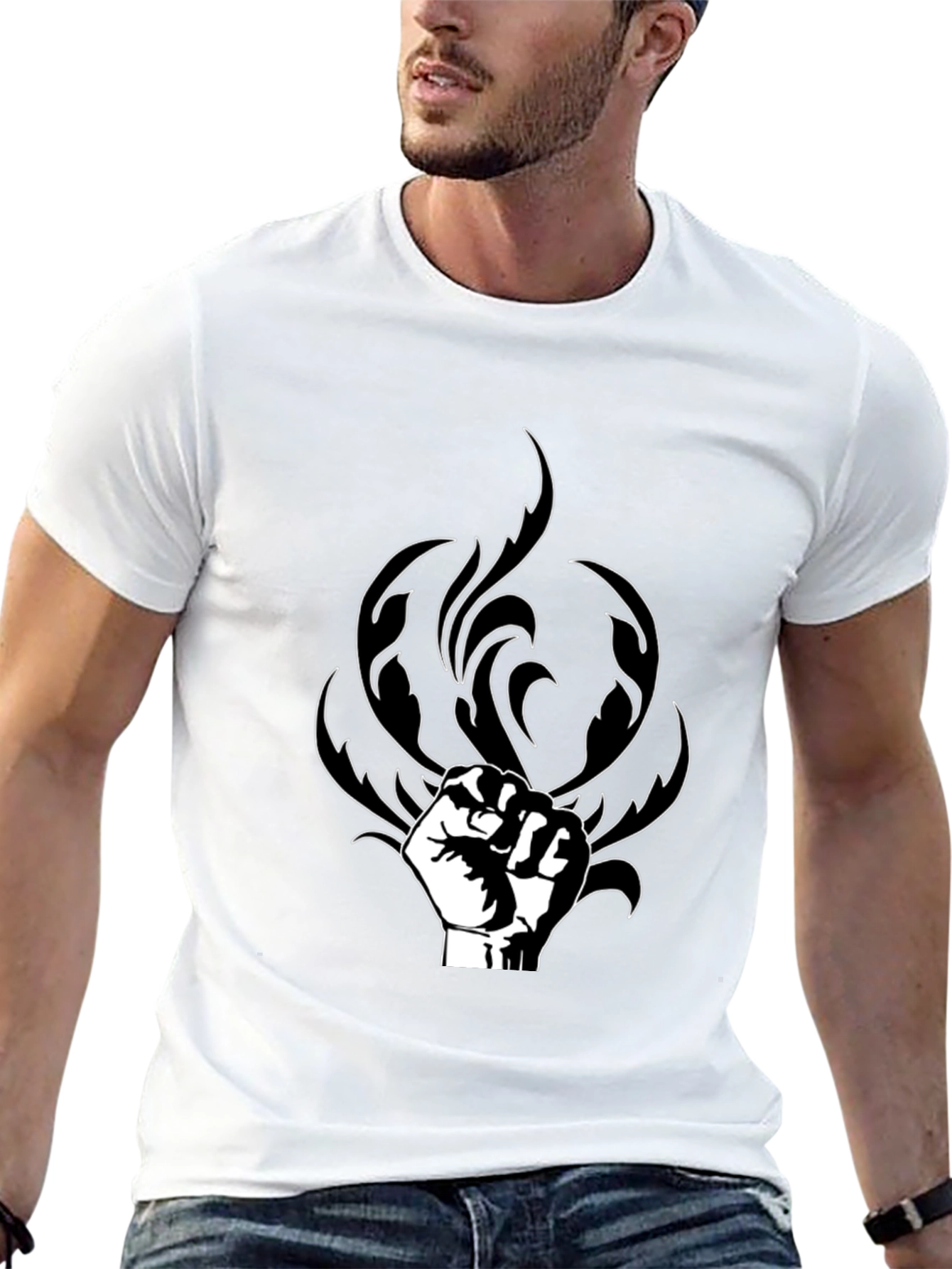 Fist & Flames Graphic T-Shirt - Black