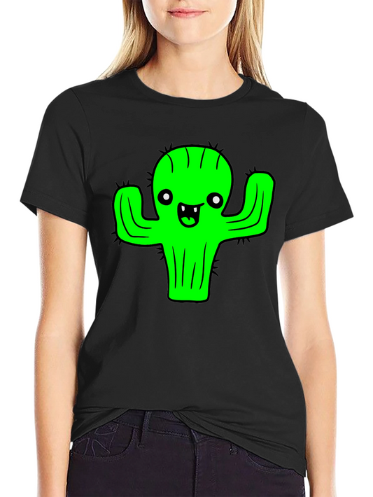 Funny Cartoon Cactus Graphic T-Shirt