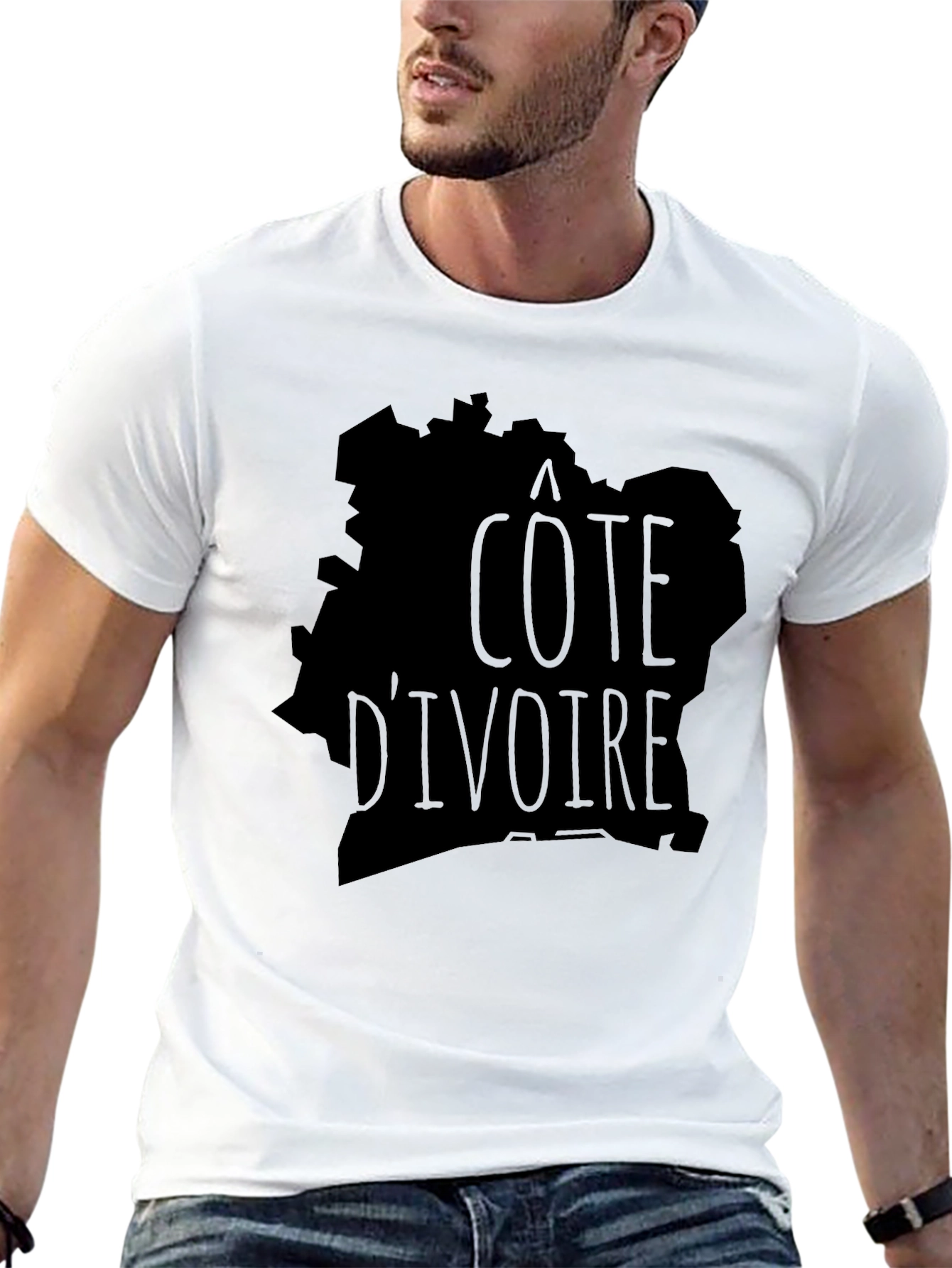 Côte dIvoire Map Graphic Tee - Black