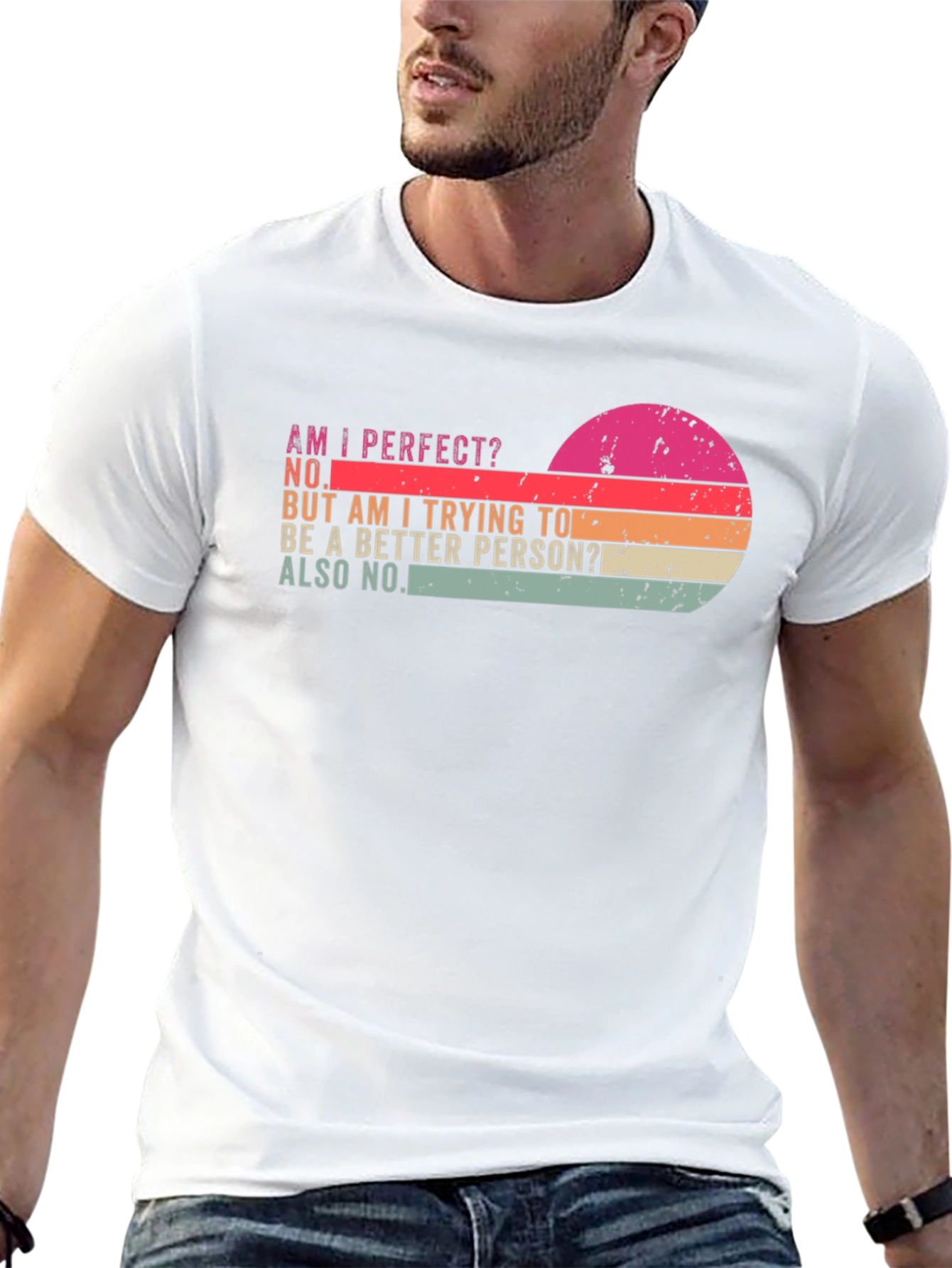 Am I Perfect? T-Shirt - Retro Sunset Design