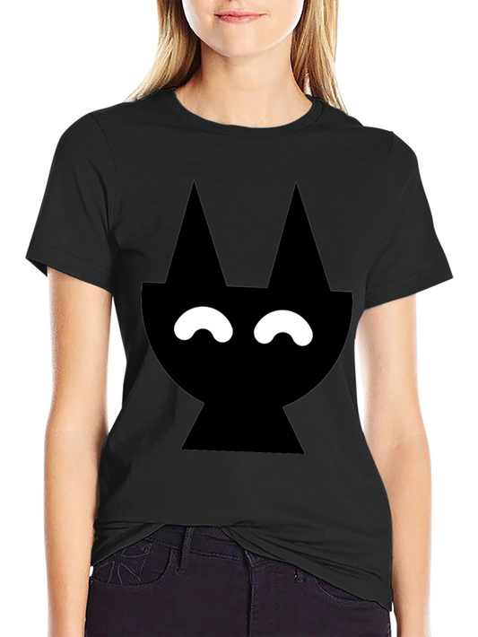 Minimalist Black Cat Graphic Tee - Soft Cotton Casual Wear