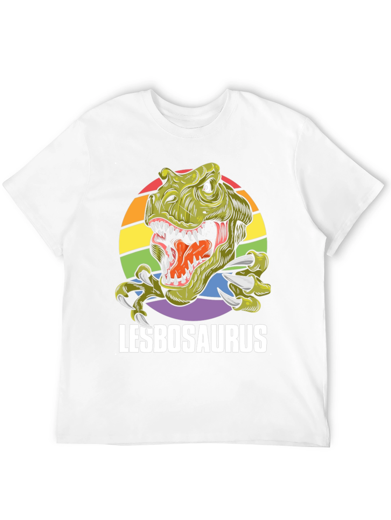Lesbosaurus T-Shirt - Rainbow Dinosaur Pride Tee