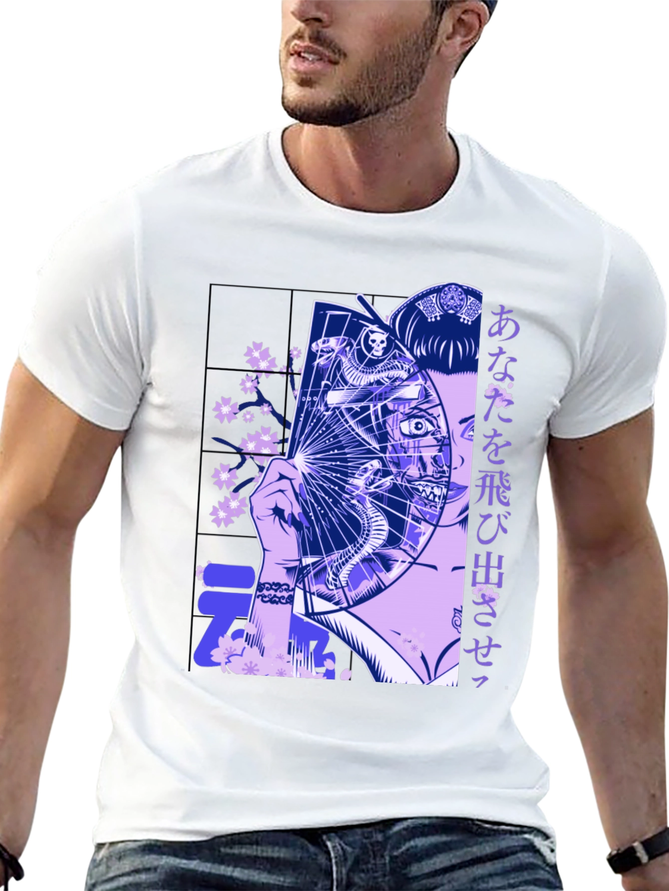 Geisha Fan Graphic Tee - Unique Design