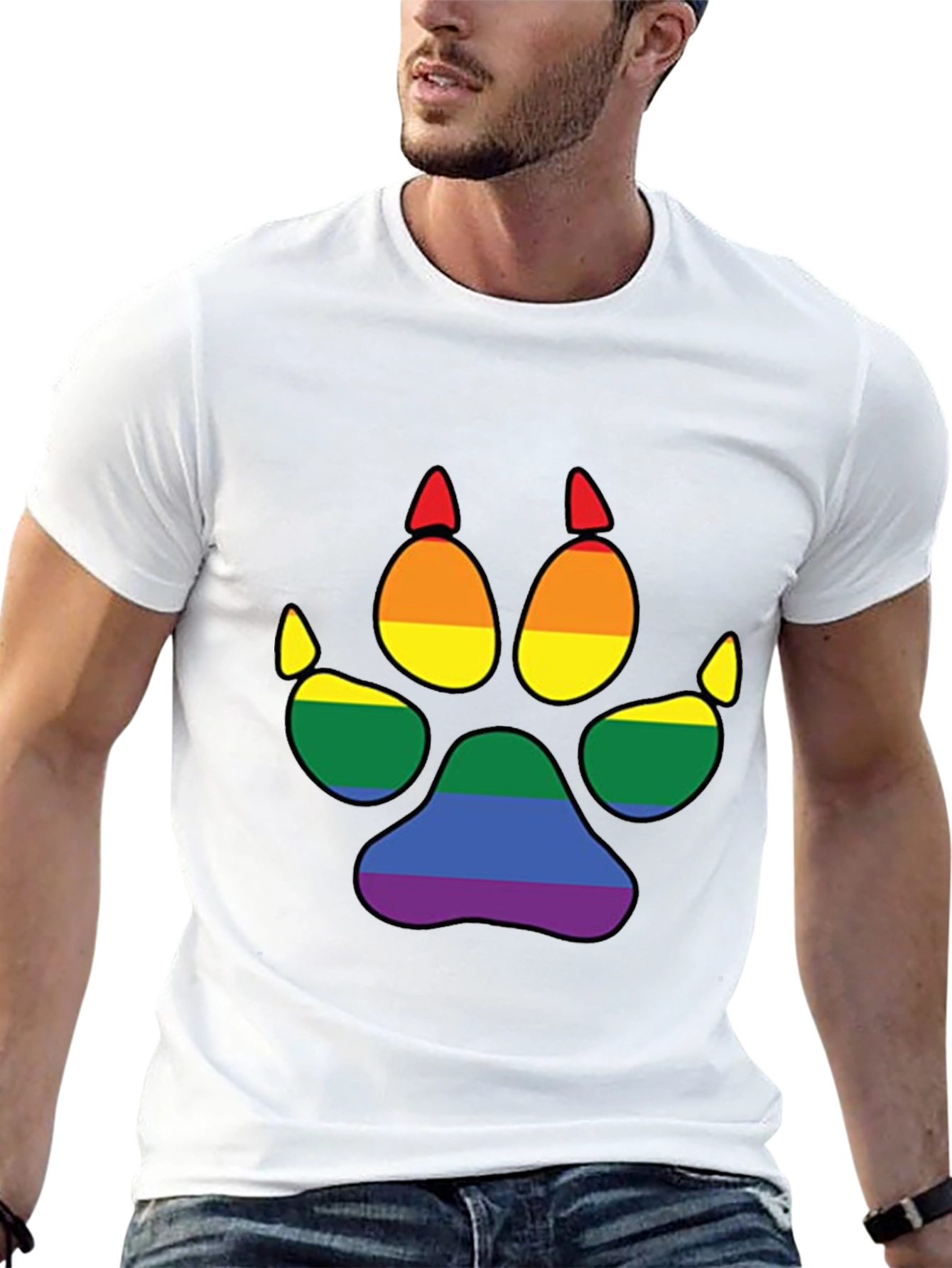 LGBT Pride Paw Print Black T-Shirt