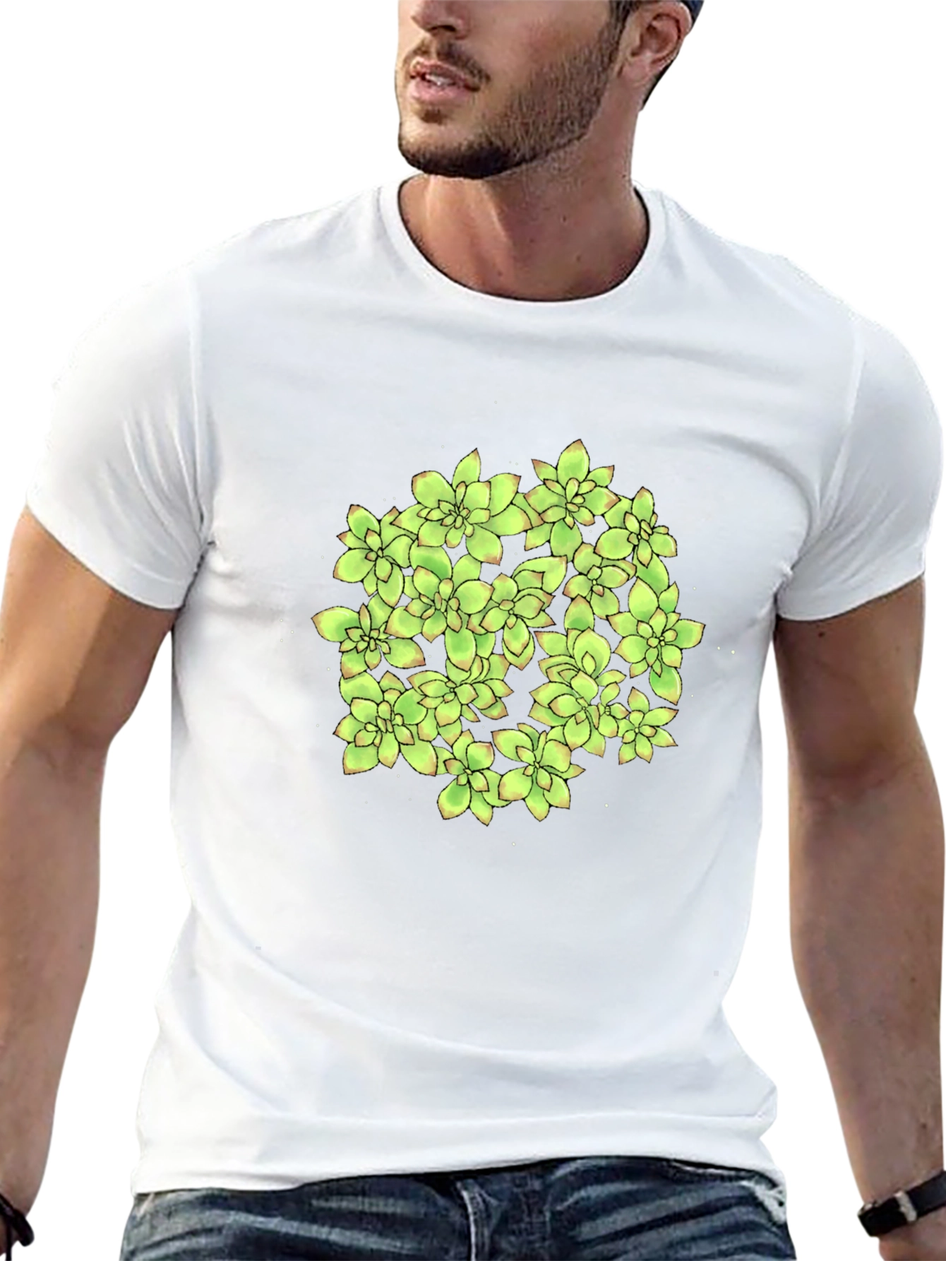 Succulent Graphic Black T-Shirt