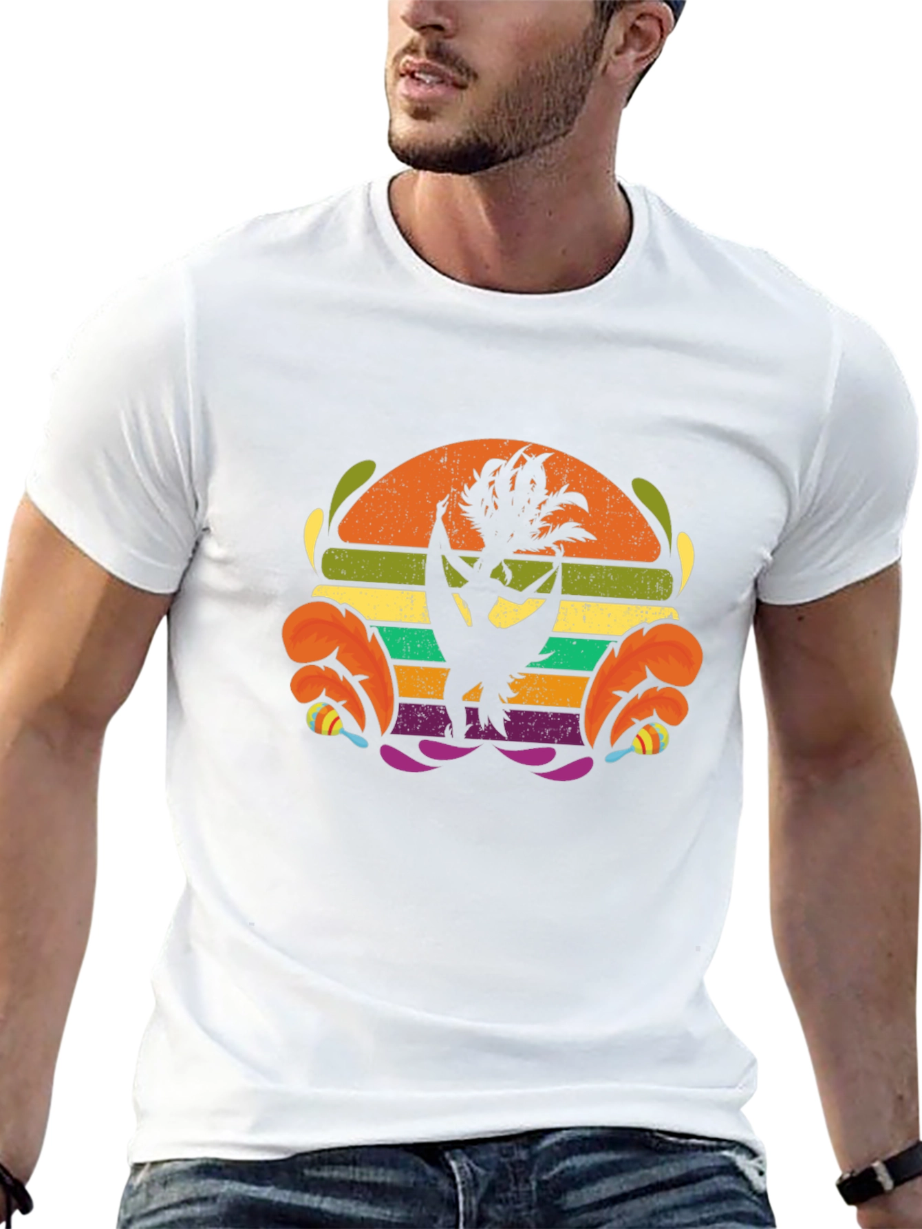 Retro Hula Dancer Graphic Tee - Black