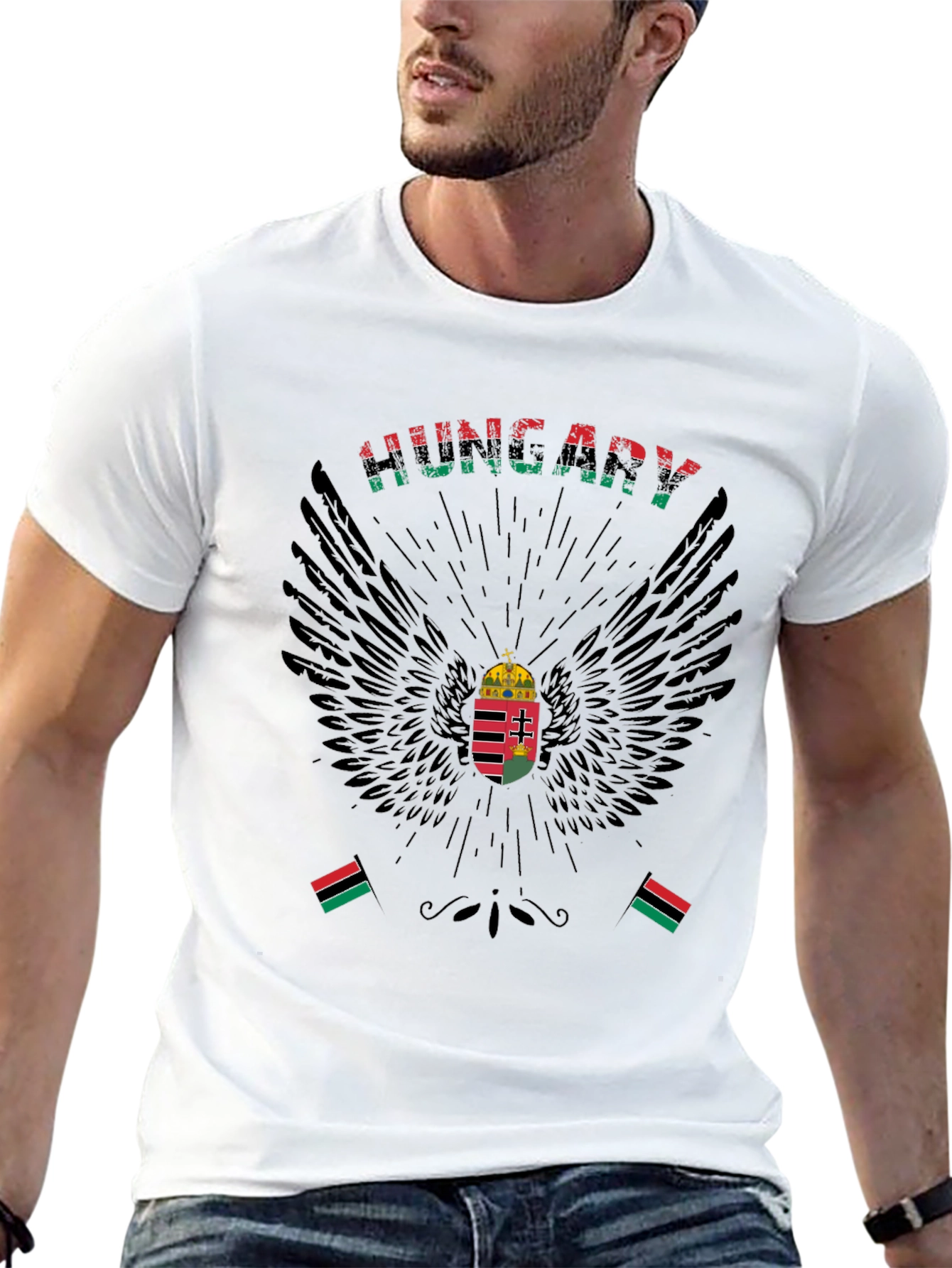 Hungary Pride T-Shirt Hungarian Flag Wings