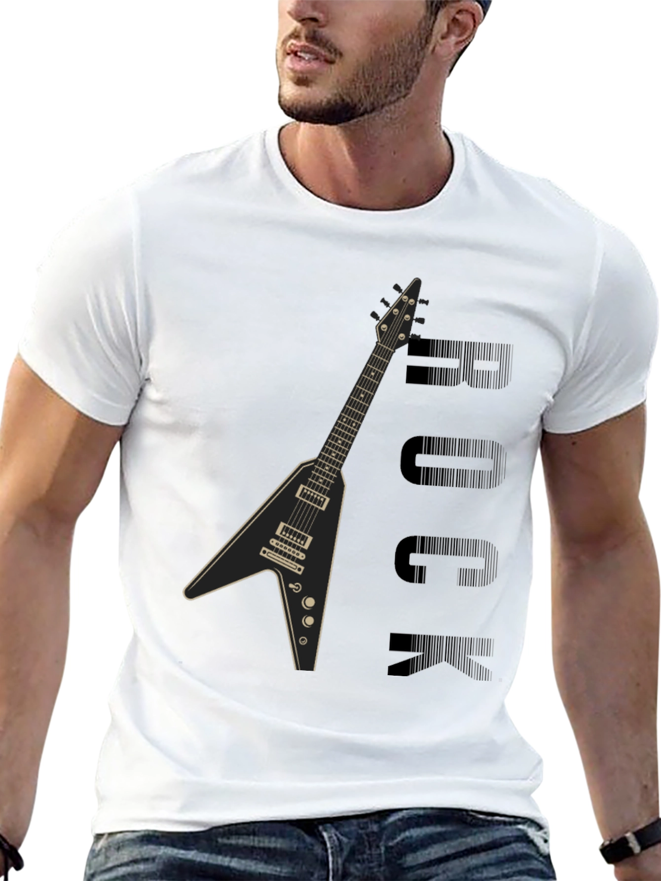 Rock Guitar Graphic T-Shirt - Black Cotton Tee