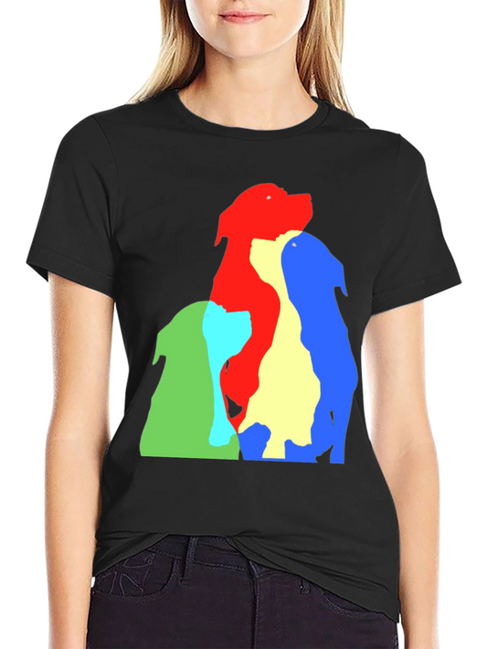 Colorful Dog Silhouette Graphic T-Shirt