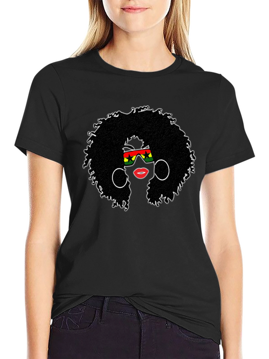 Afro Woman Graphic Tee - Black Pride T-Shirt