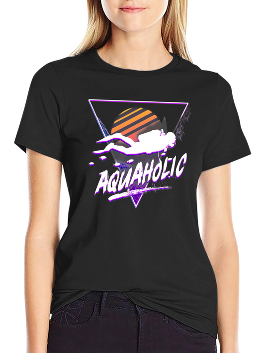 Aquaholic Scuba Diver Graphic Tee - Retro Style