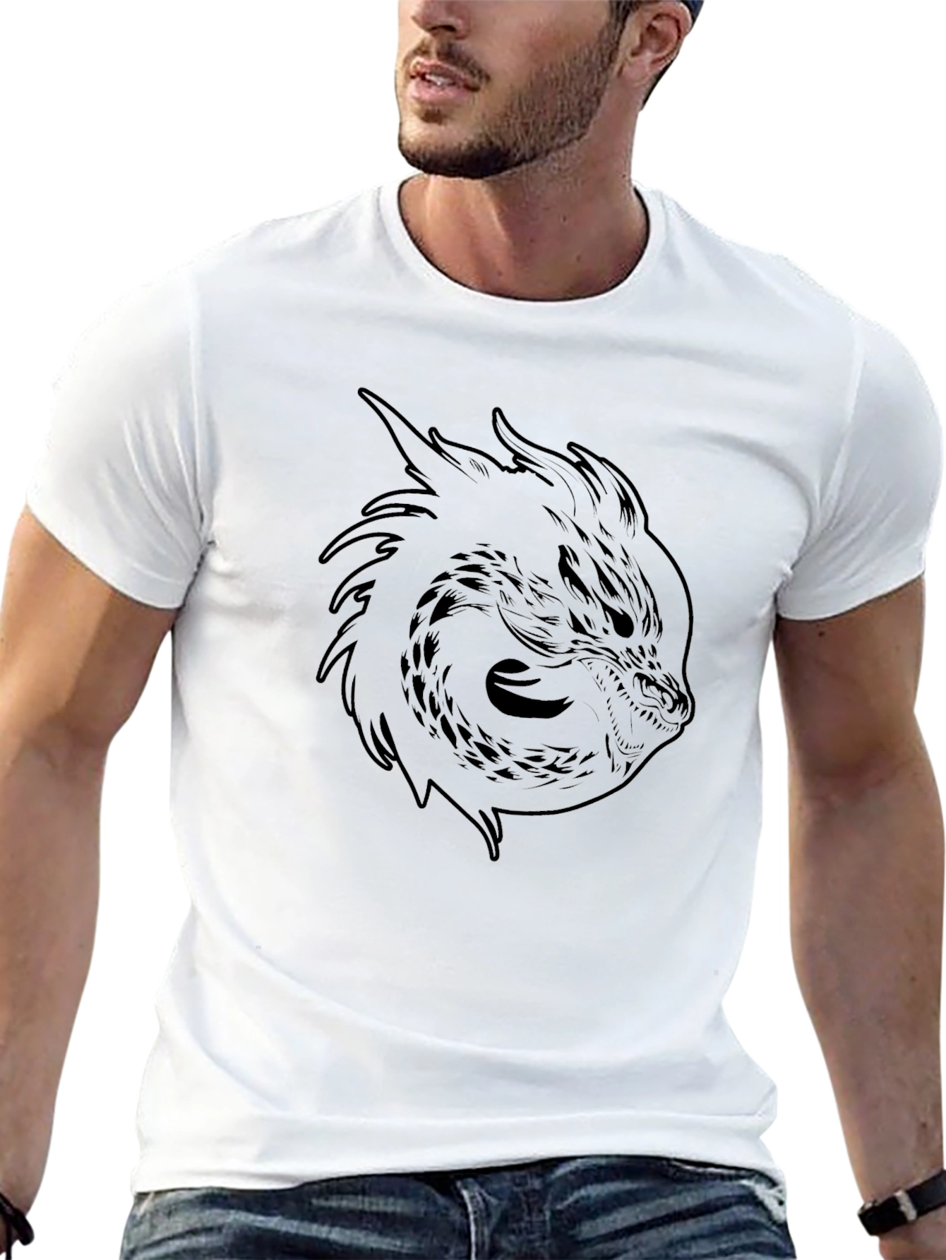 Mens Black Dragon Graphic Tee - Stylish & Edgy
