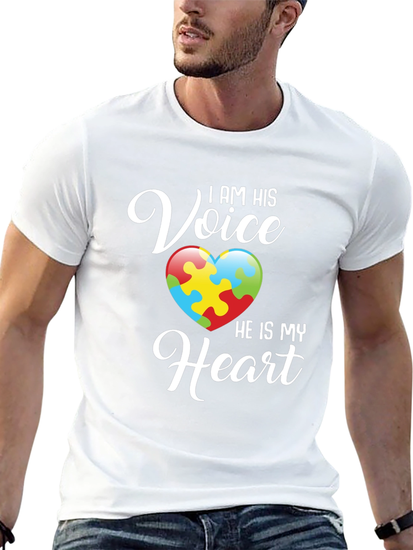 Autism Awareness T-Shirt - I Am His Voice Heart