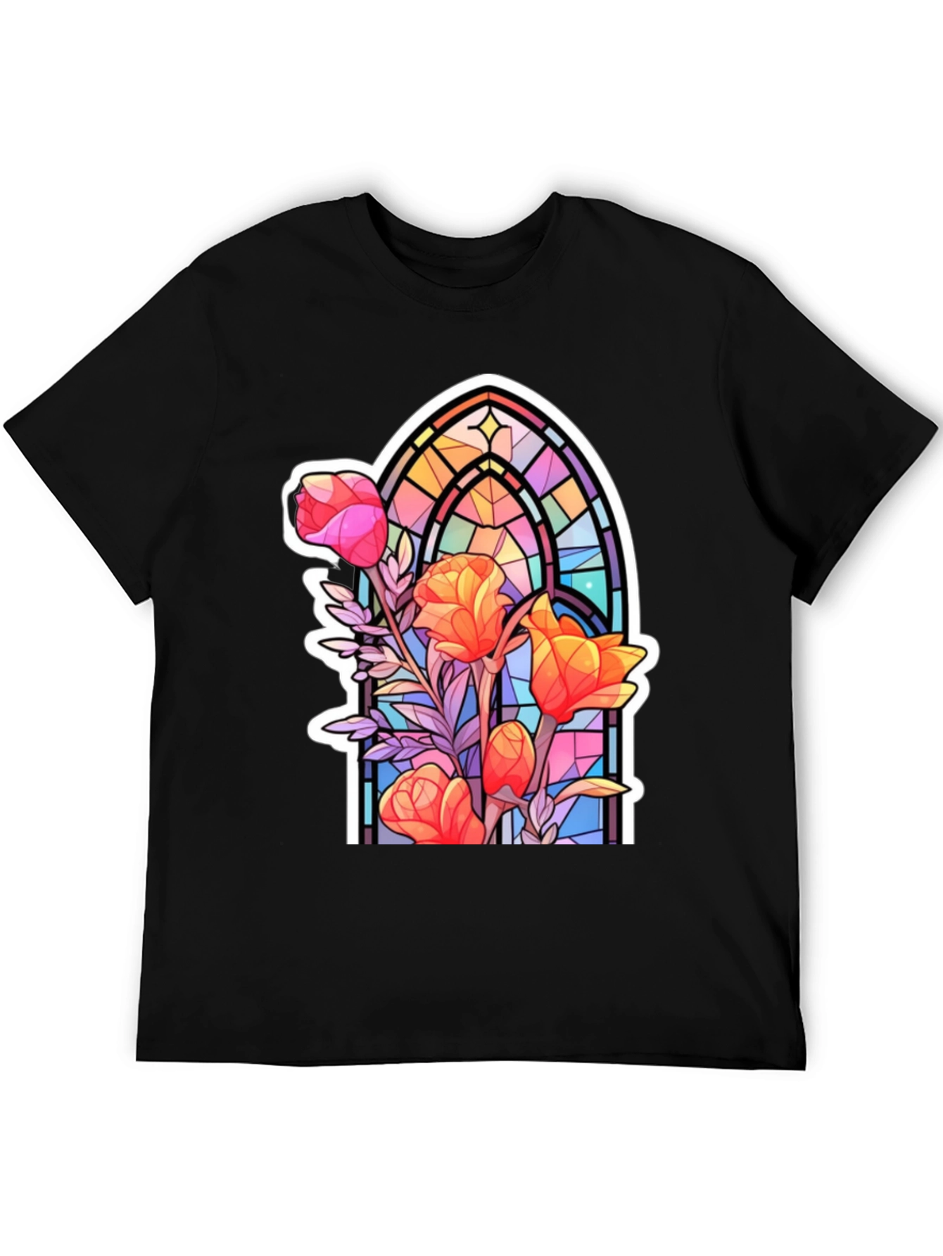 Stained Glass Floral Graphic Tee