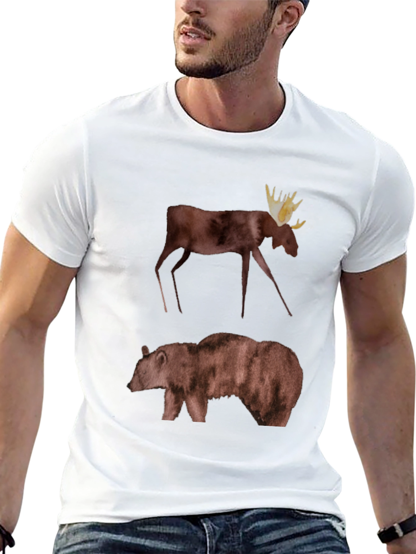 Moose & Bear Graphic Tee - Black