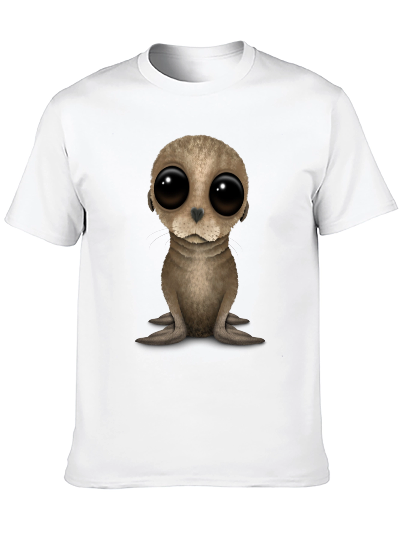 Cute Seal Pup Big Eyes Black T-Shirt