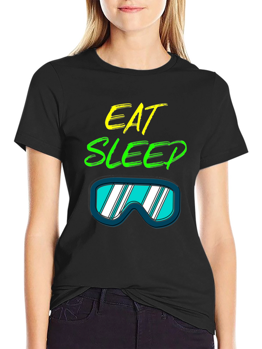Eat Sleep Ski T-Shirt: Cool Ski Goggles Graphic Tee