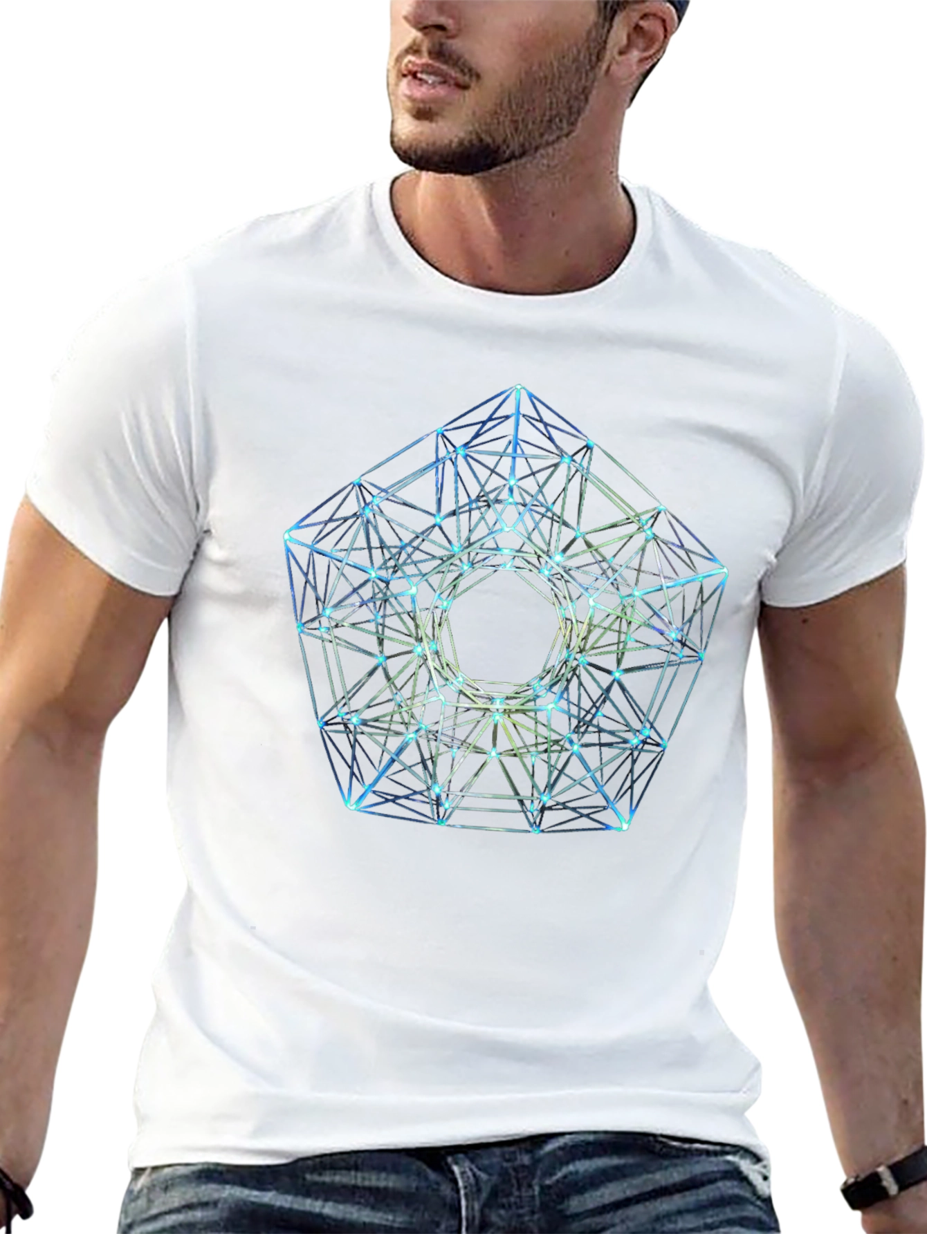 Geometric Pattern T-Shirt - Black