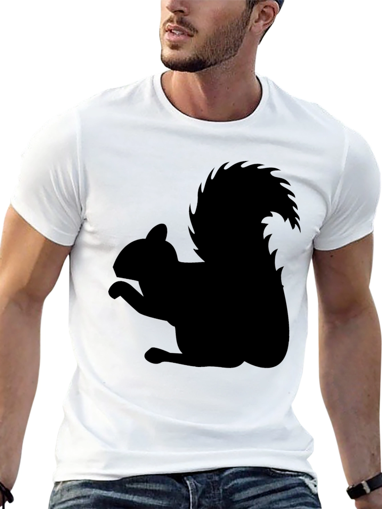 Squirrel Silhouette Black T-Shirt