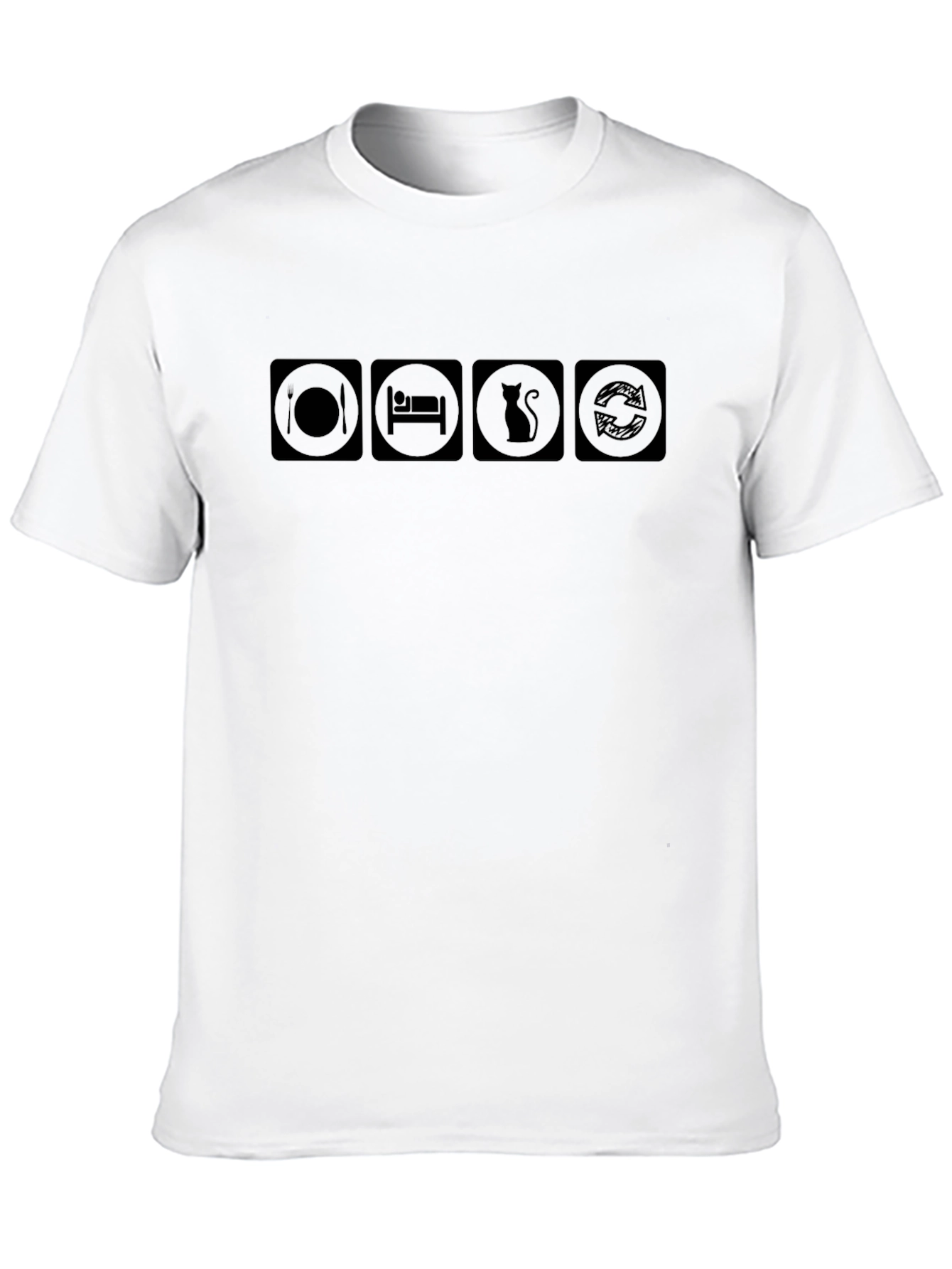 Eat Sleep Cat Repeat T-Shirt - Black