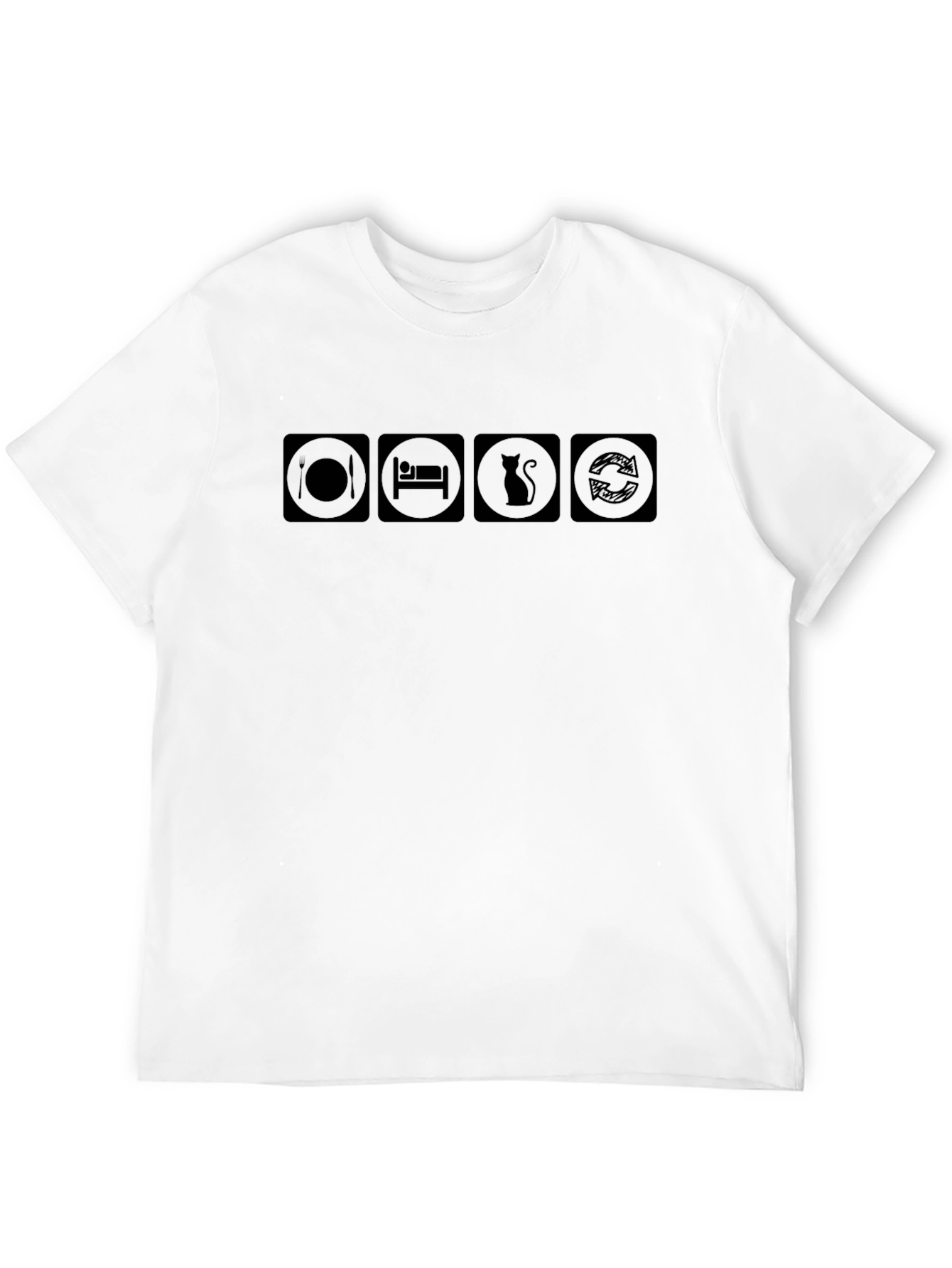 Eat Sleep Cat Repeat T-Shirt - Black