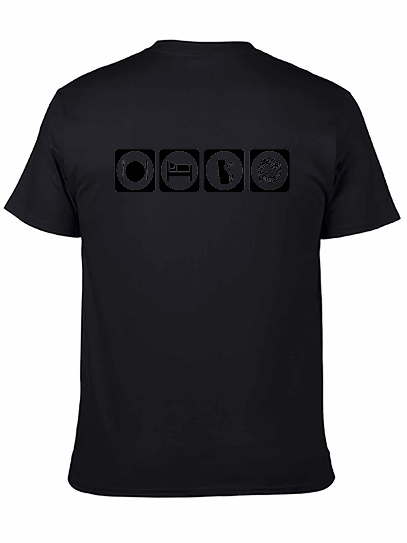Eat Sleep Cat Repeat T-Shirt - Black