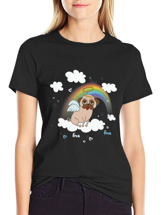 Angel Pug Dog on Cloud T-Shirt
