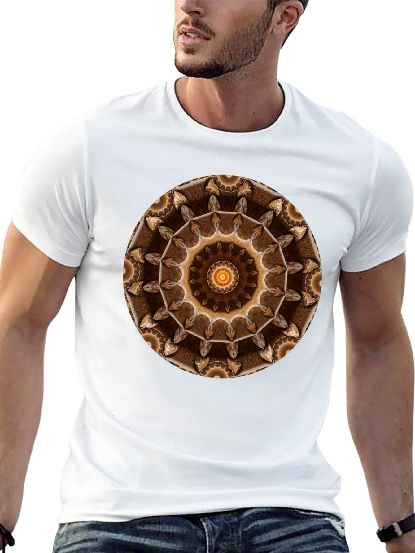 Boho Mandala Graphic Tee - Casual Black T-Shirt