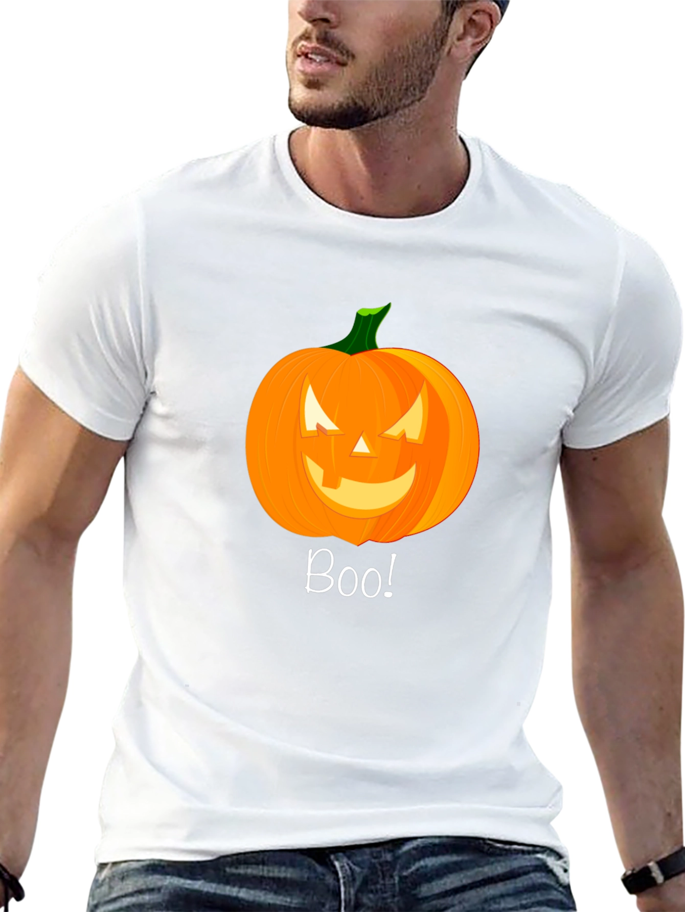 Boo! Halloween Pumpkin Graphic Tee - Black