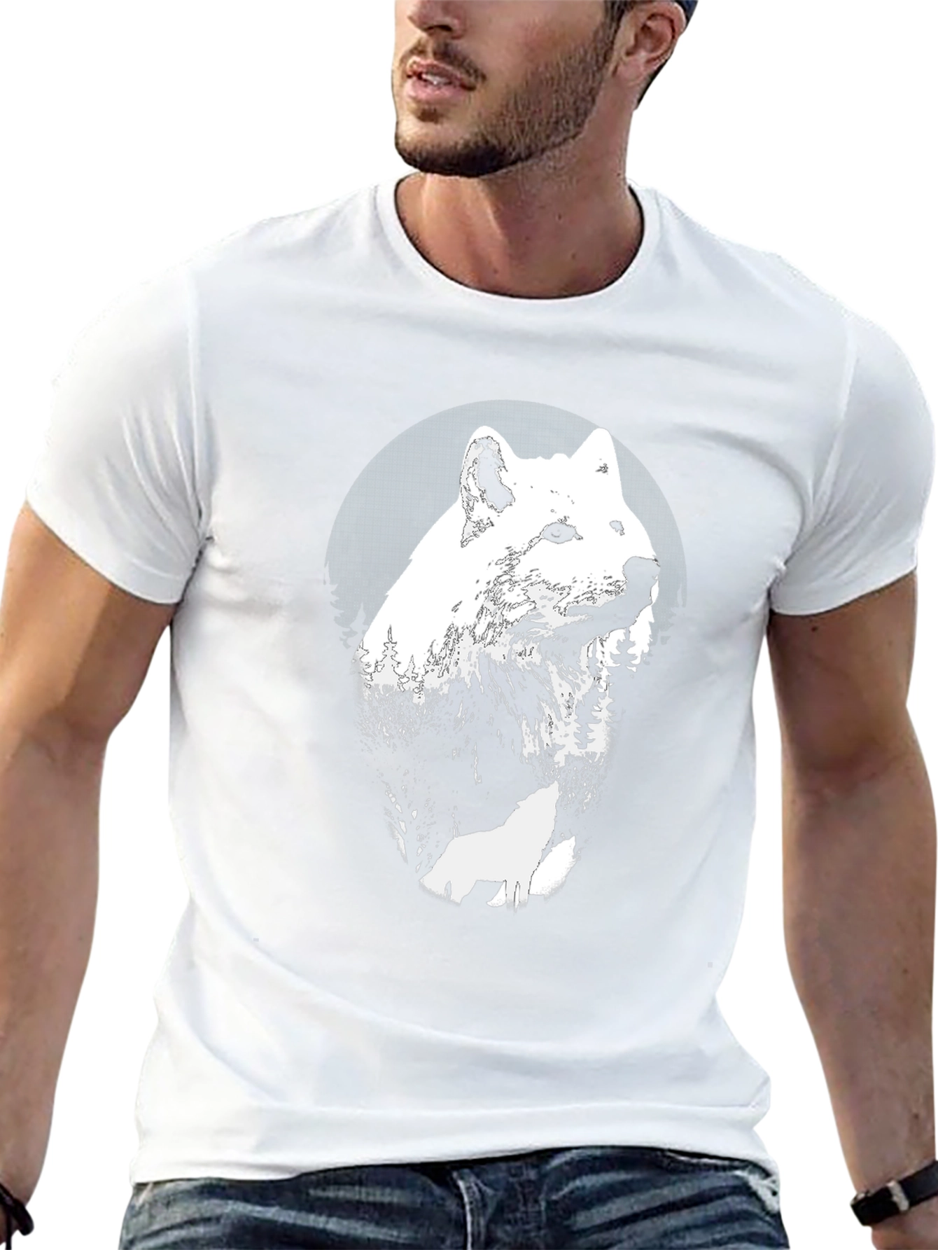 Wolf Graphic Tee - Black Cotton T-Shirt