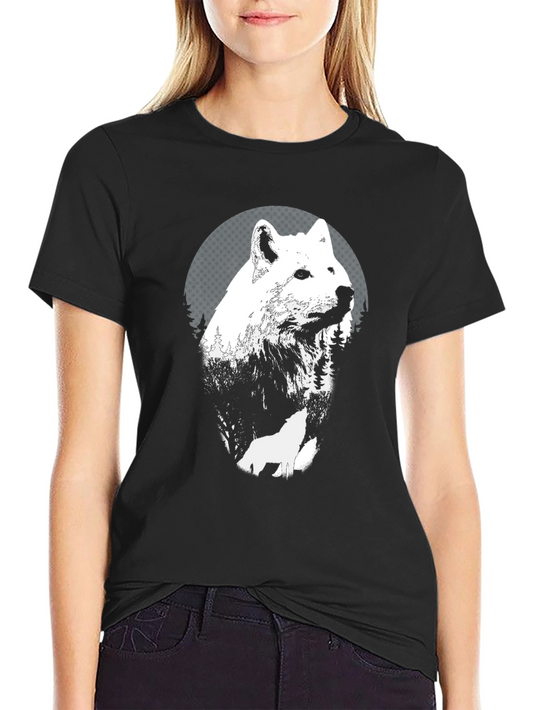 Wolf Graphic Tee - Black Cotton T-Shirt