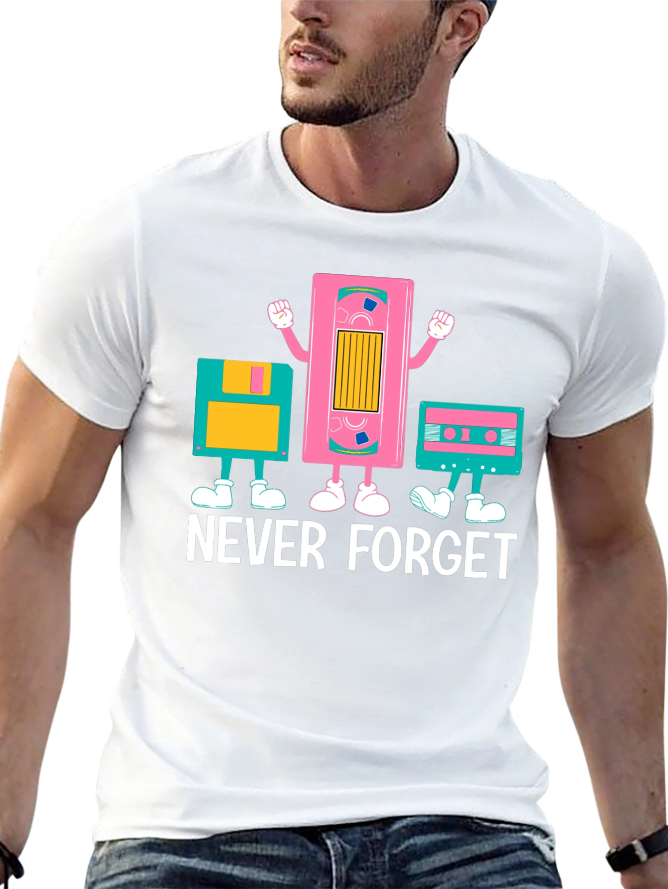Retro Media Never Forget Black Graphic Tee