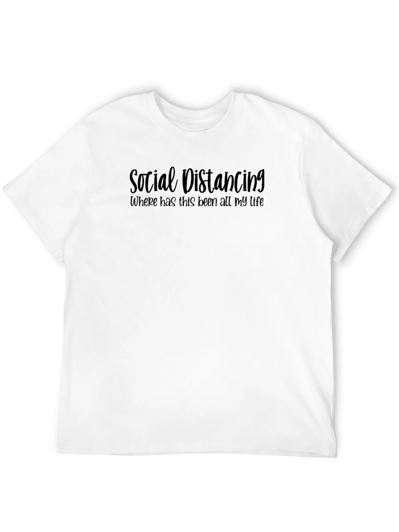 Social Distancing Slogan Tee - Black Casual Shirt