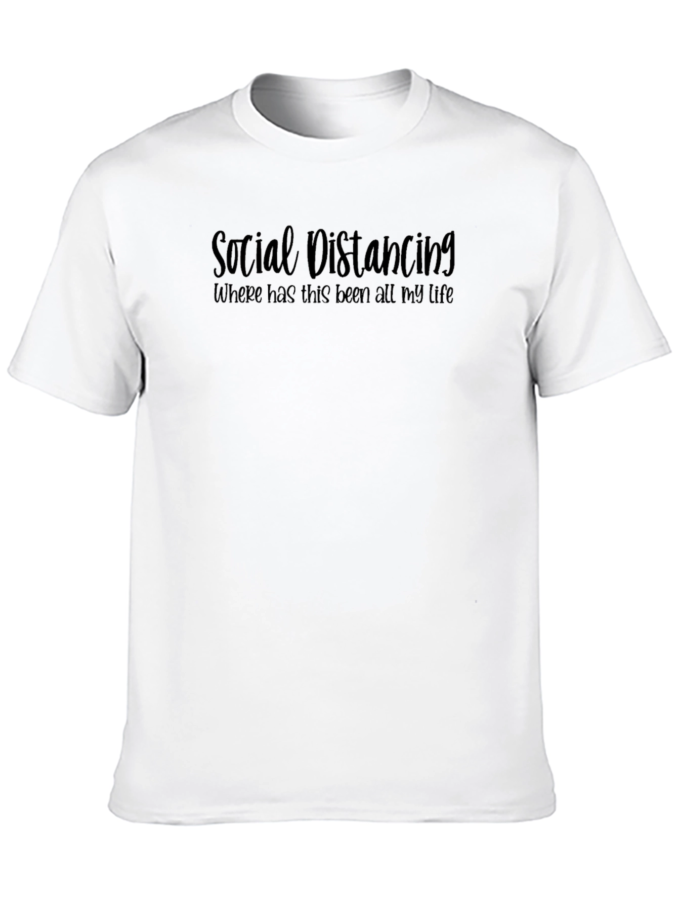 Social Distancing Slogan Tee - Black Casual Shirt