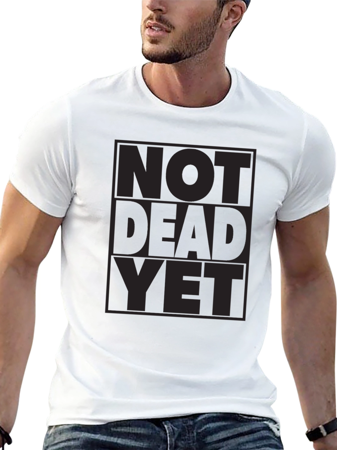 Not Dead Yet Graphic Tee - Black Crewneck T-Shirt
