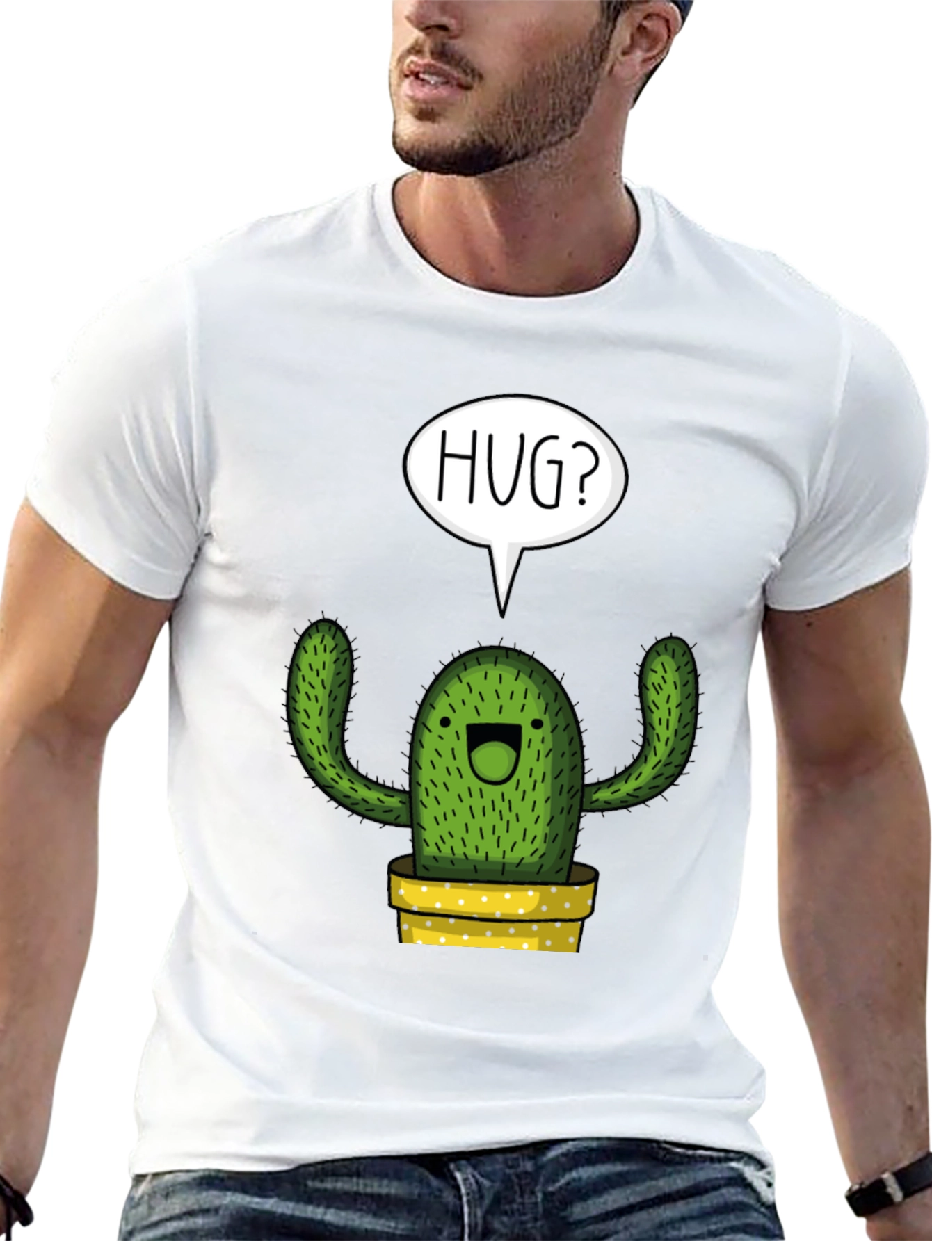 Hug Me Cactus Graphic Tee - Soft Cotton Blend
