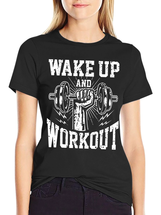 Wake Up and Workout Graphic Tee - Black Gym Shirt