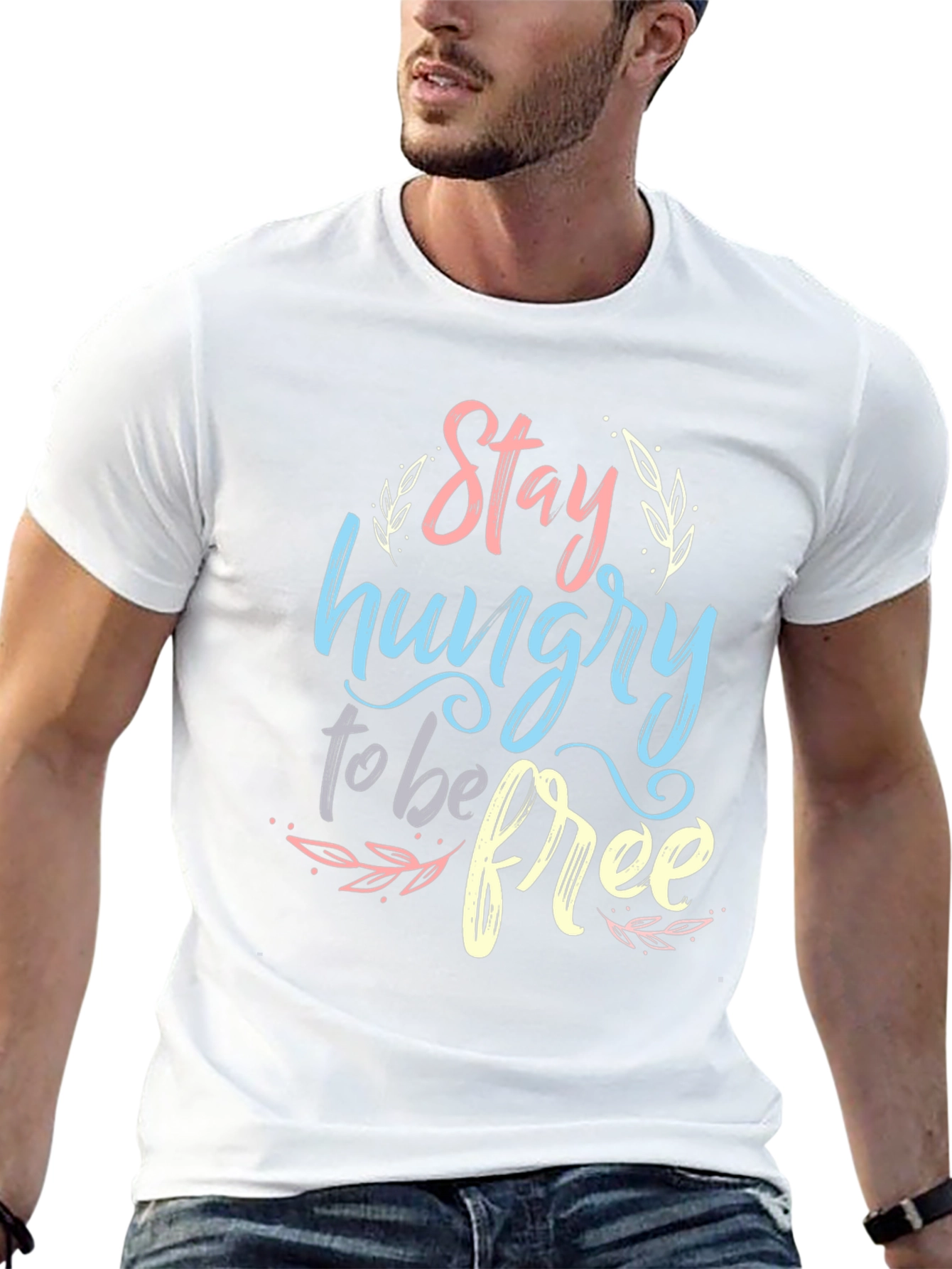 Stay Hungry To Be Free Graphic T-Shirt - Black