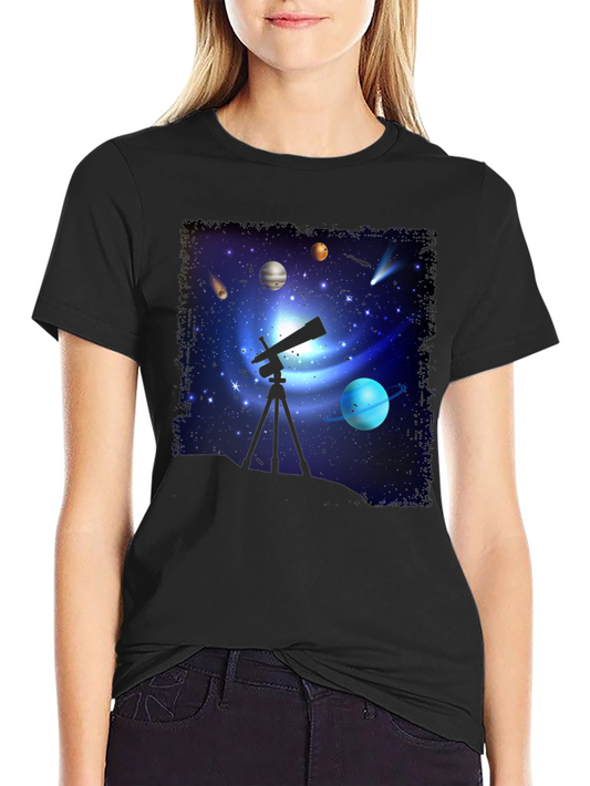 Cosmic Observer Tee: Space Telescope Graphic T-Shirt