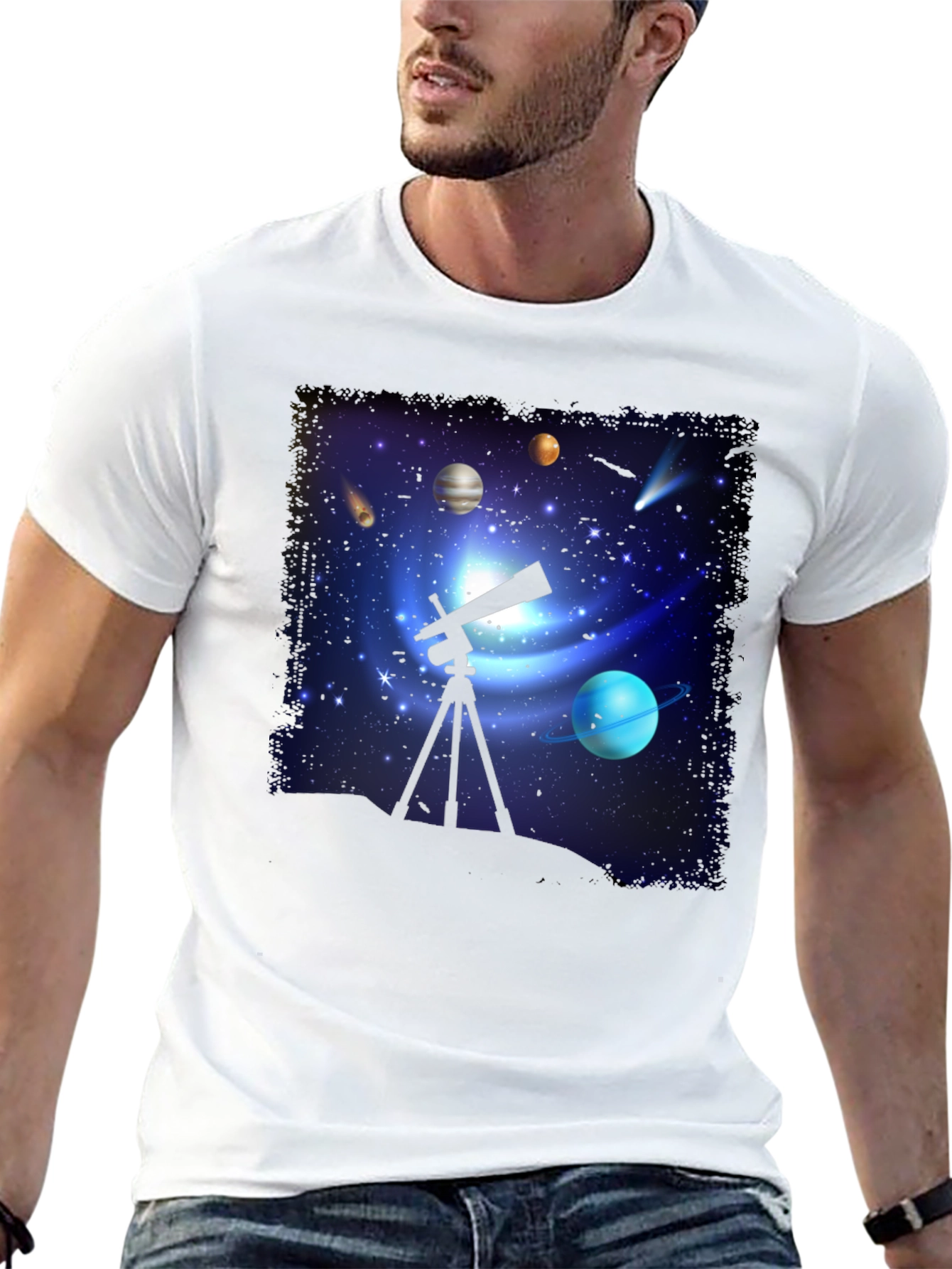 Cosmic Observer Tee: Space Telescope Graphic T-Shirt