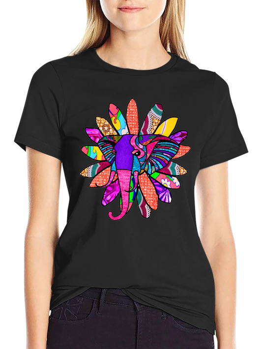 Elephant Flower Graphic Tee - Bold Design