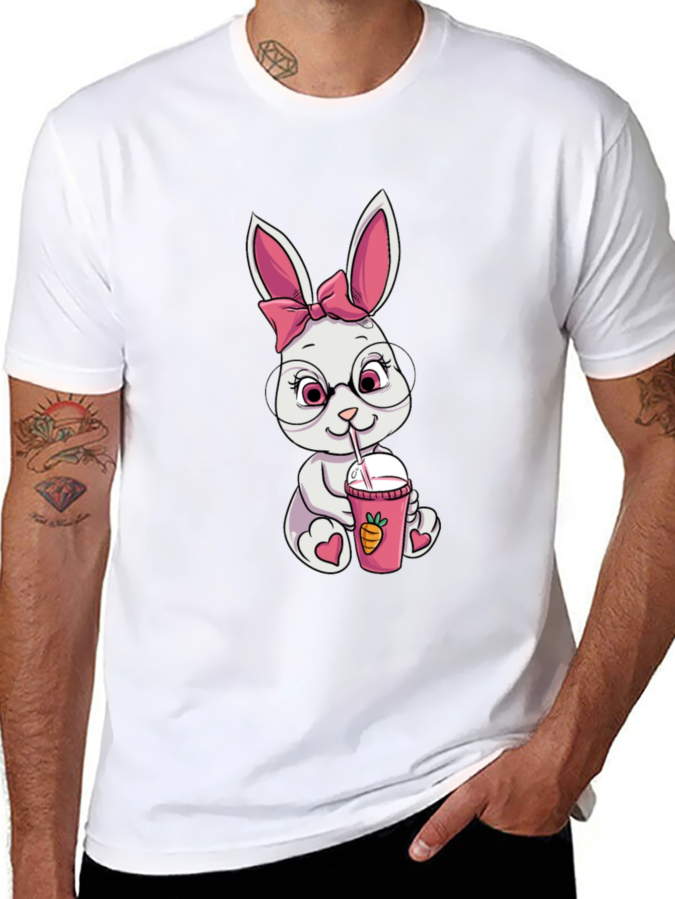 Bunny Sipping Drink Graphic Tee
