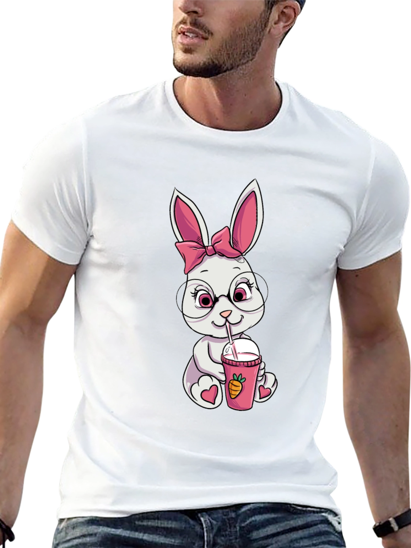 Bunny Sipping Drink Graphic Tee