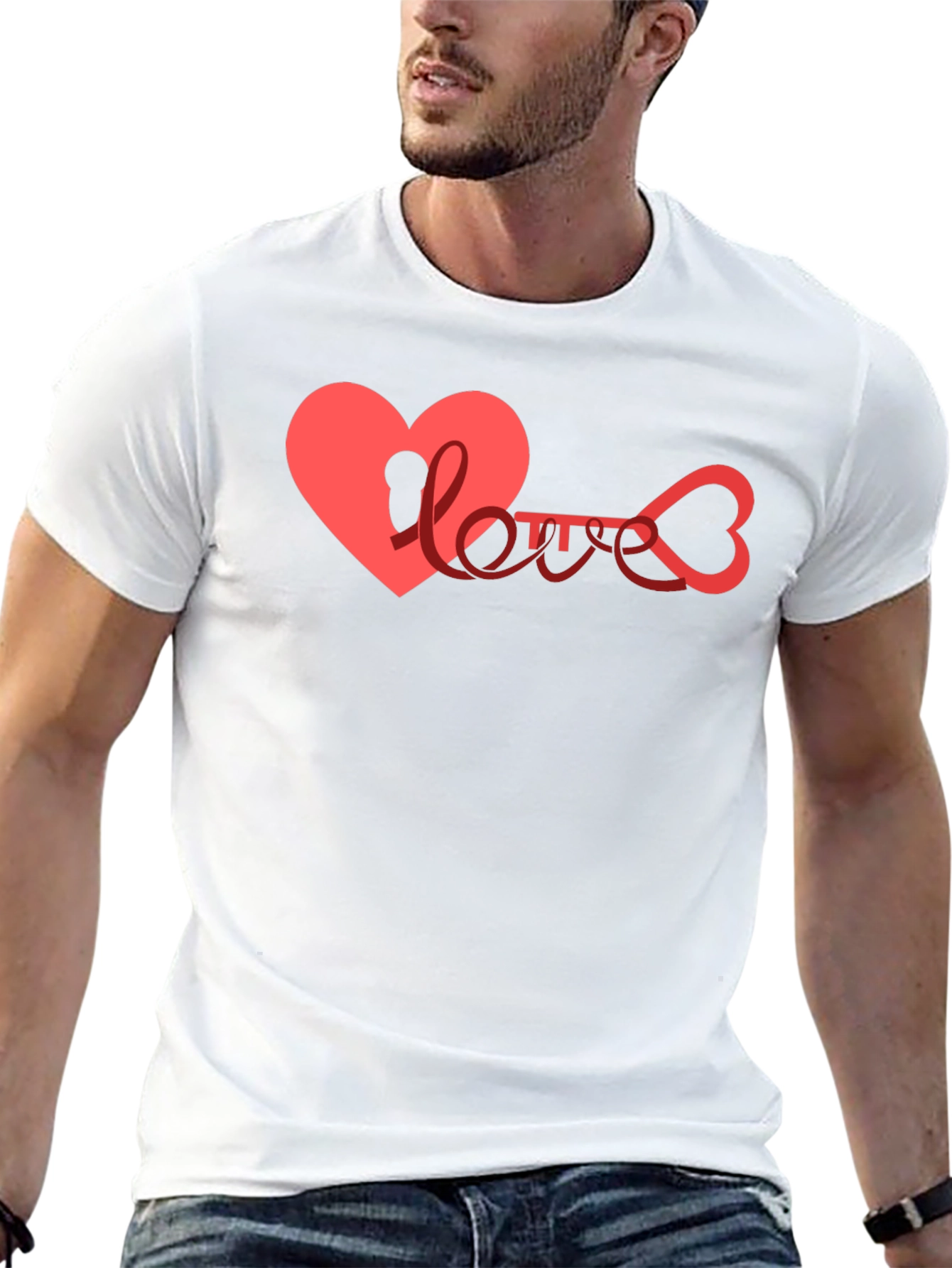 Heart Key Love Graphic Black T-Shirt