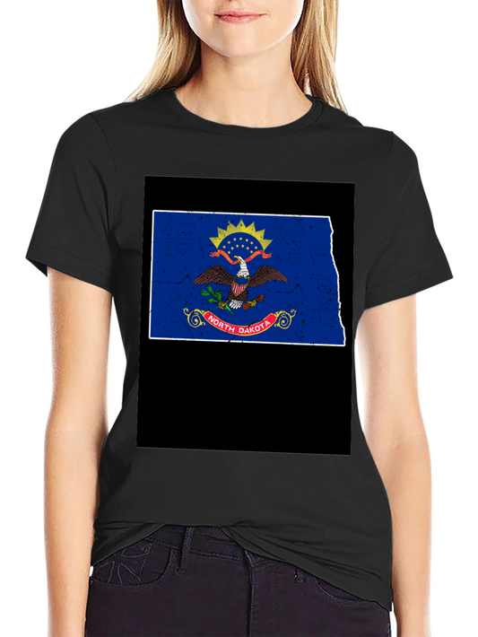 North Dakota Flag T-Shirt - Distressed Graphic Tee