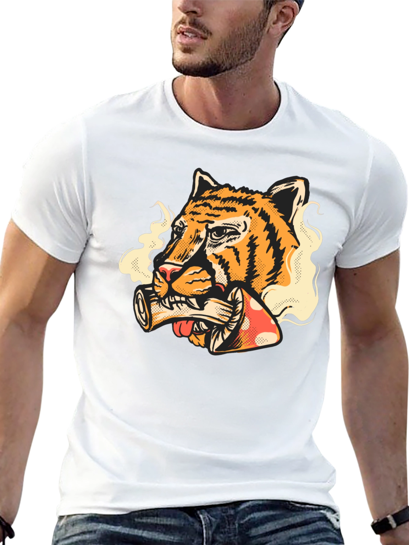 Tiger Smoking Mushroom T-Shirt - Unique Graphic Tee